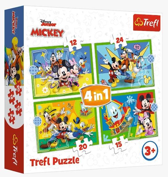 PUZZLE 4W1 TREFL WŚRÓD PRZYJACIÓŁ MICKEY MOUSE