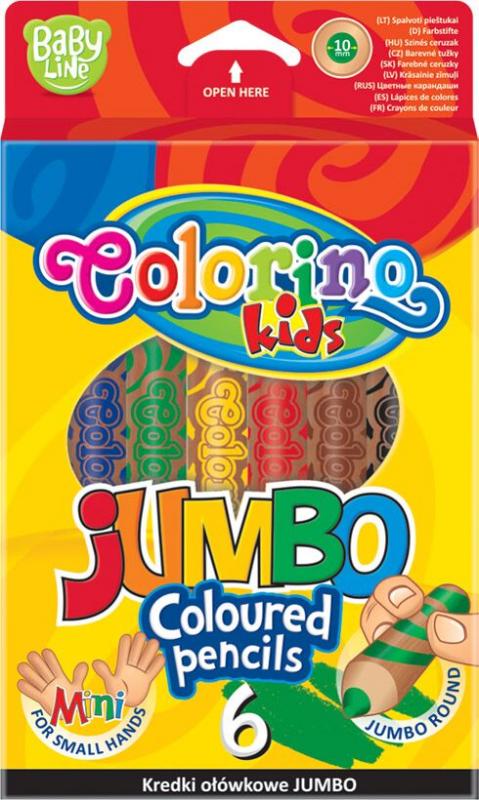 KREDKI OŁÓWKOWE 6 COLORINO JUMBO DREWNO