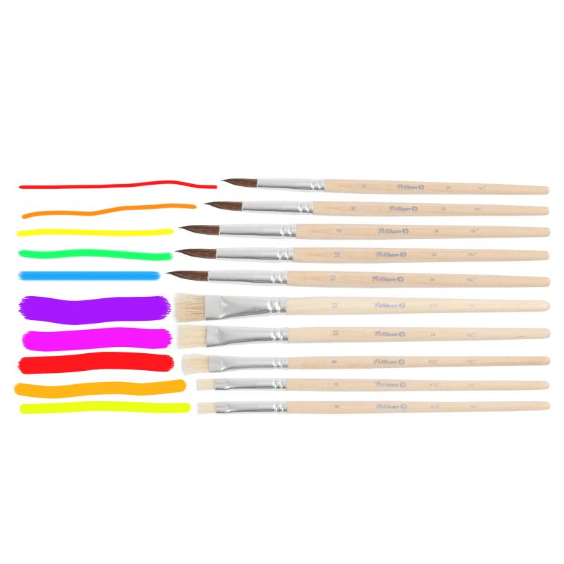 ZESTAW PĘDZLI PELIKAN 5 SZCZECINA + 5KU