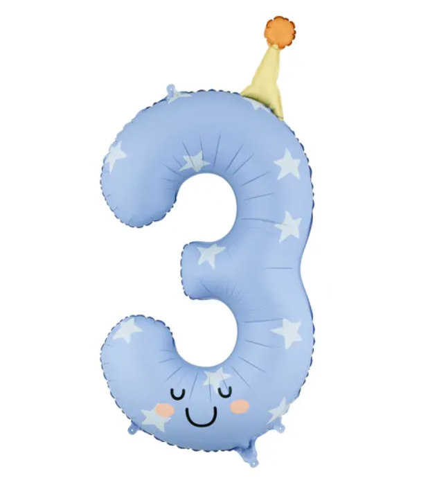 BALON FOLIOWY CYFRA 3 NIEBIESKI 86CM