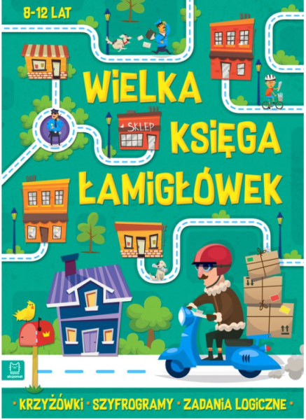 KSIĄŻECZKA WIELKA KSIĘGA ŁAMIGŁÓWEK. KRZYŻÓWKI, SZYFROGRAMY, ZADANIA LOGICZNE. 8-12LAT. ZIELONA