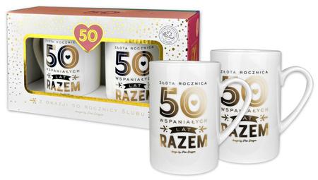 FILIŻANKI GOLD 50 ROCZNICA ŚLUBU 2 SZT