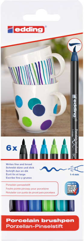 MARKER EDDING E-4200, 1-4MM DO PORCELANY 6SZT MIX ZIMNYCH KOL.