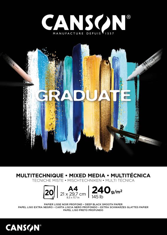 BLOK MIX-MED.CANSON A4/20 240G CZARNY GRADUATE