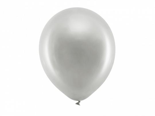 BALONY RAINBOW METALIZOWANE SREBRNE 30CM A'10