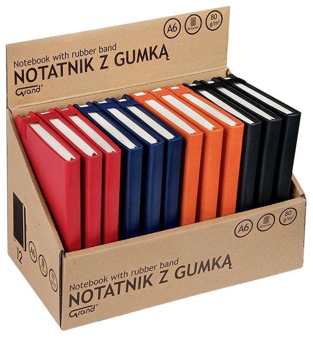 NOTATNIK A6/80 GRAND Z GUMKĄ 80G MIX