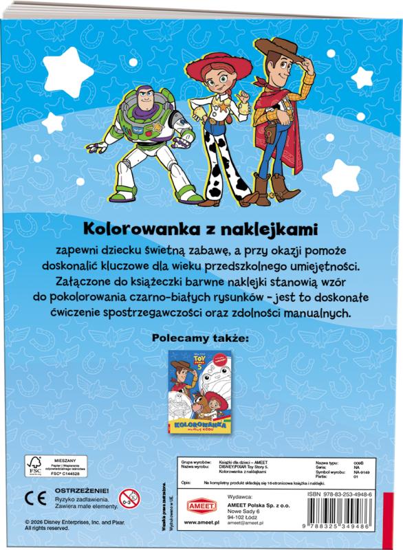 KSIĄŻECZKA DISNEY/PIXAR TOY STORY 5 KOLOROWANKA Z NAKLEJKAMI