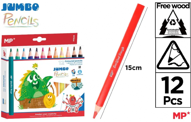 KREDKI OŁÓWKOWE JUMBO 12SZT MP