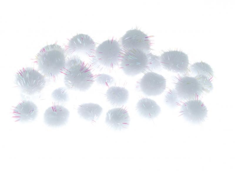 POMPONY METALICZNE 2CM BIAŁE BREWIS