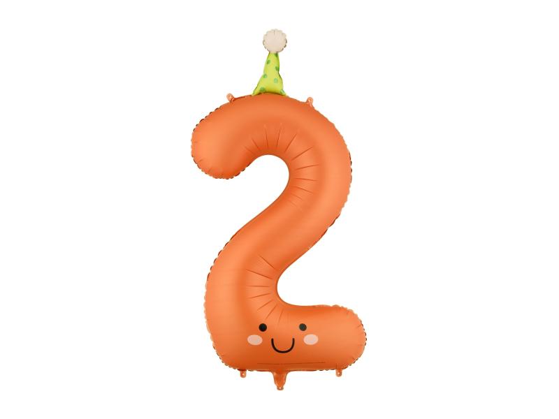 BALON FOLIOIWY CYFRA 2 86CM POMARAŃCZOWA