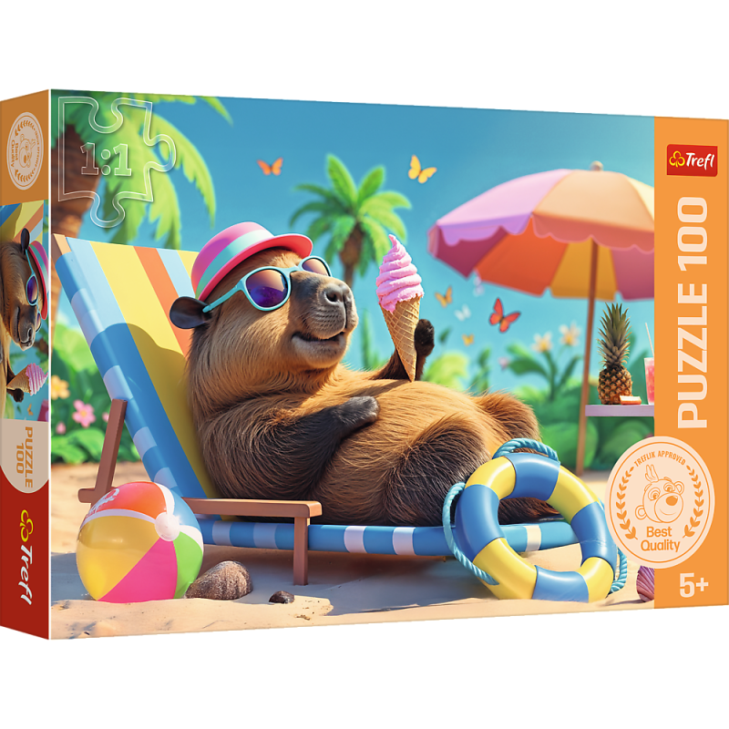 PUZZLE 100 TREFL RELAKS W STYLU KAPIBARY RODZINA TREFLIKÓW