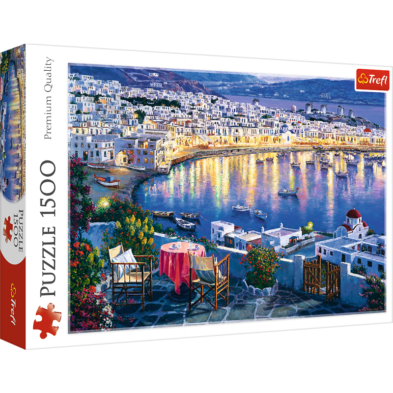 PUZZLE 1500 TREFL MYKONOS O ZACHODZIE SŁOŃCA