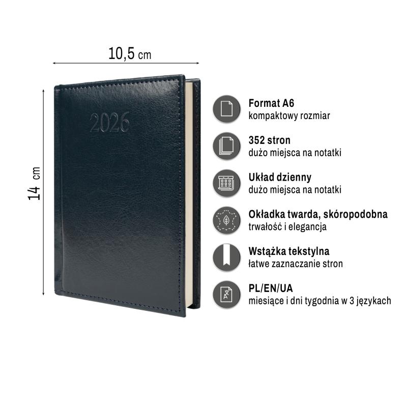 KALENDARZ KSIĄŻKOWY FIGARO A6 DZIENNY AREX