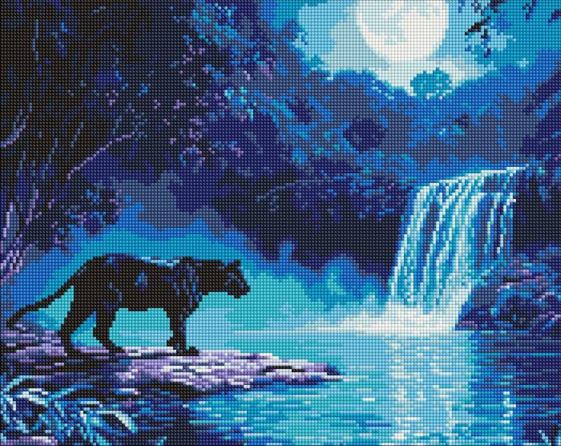 ZESTAW DO MOZAIKI DIAMENTOWEJ NOCNY DRAPIEŻNIK 40X50CM