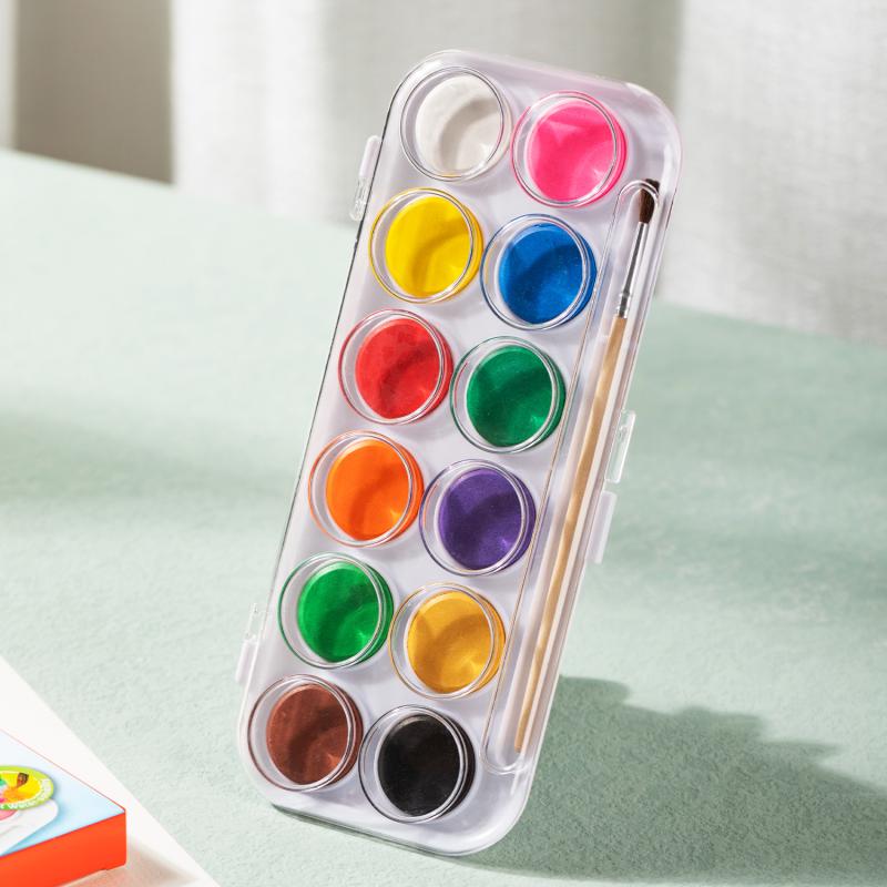 FARBY 12 AKWARELOWE COLORUN+PĘDZELEK DELI