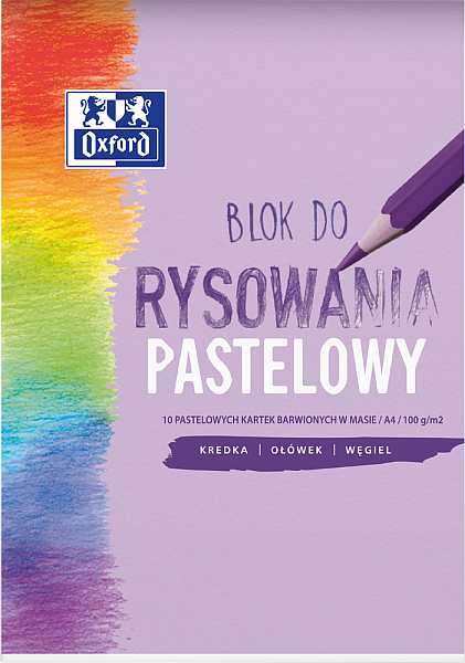 BLOK RYSUNKOWY A4/10 KOLOROWY PASTELOWY OXFORD 100G