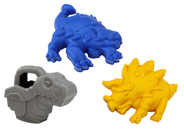 ZESTAW DO PIASKU DINOZAUR MŁYNEK LEJEK ŁOPATKA GRABKI KONEWKA FOREMKI