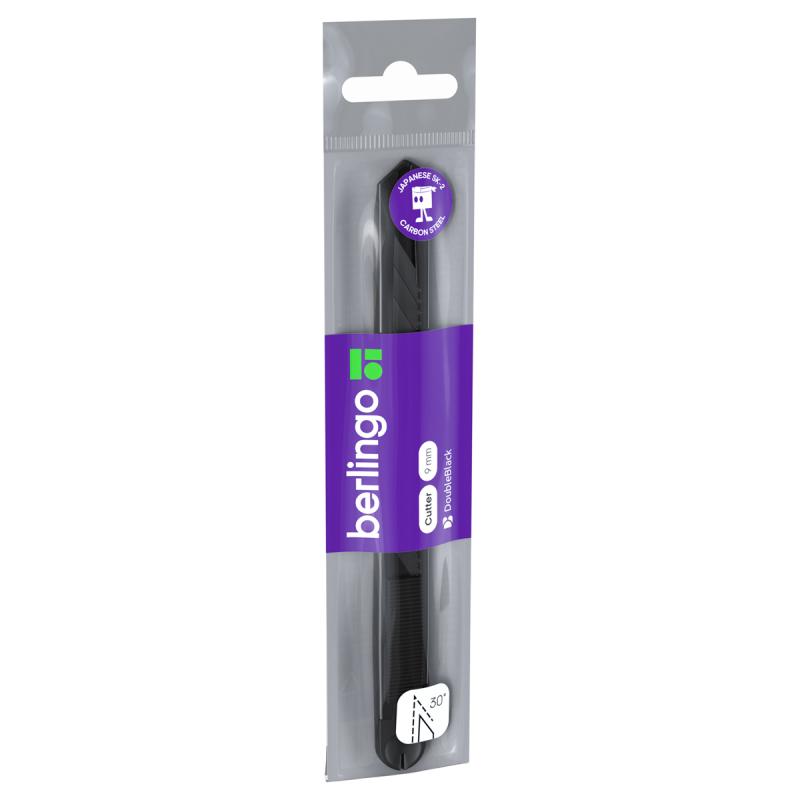 NOŻ PAPIERNICZY BERLINGO 9MM DOUBLE BLACK OBUD. METALOWA