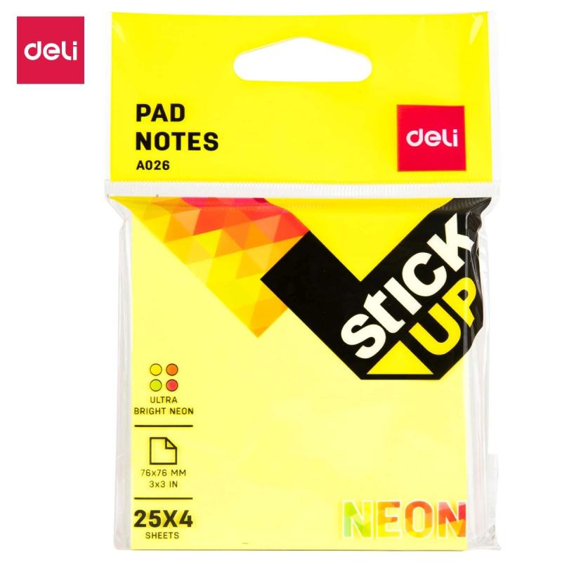 NOTES SAMOPRZYLEPNY 76X76MM 4X25 MIX KOLORÓW DELI