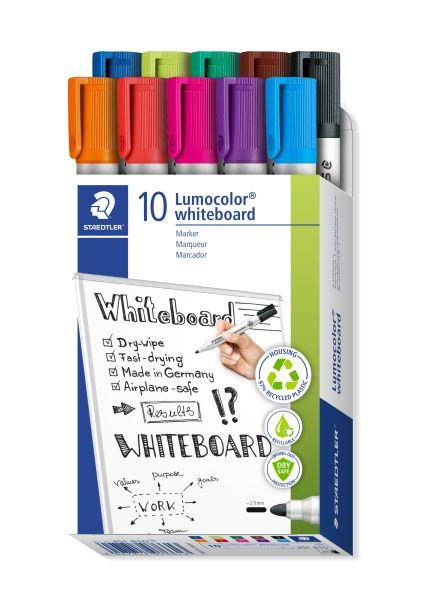 MARKER LUMOCOLOR WHITEBOARD OKRĄGŁY MIX 10 KOLORÓW STAEDTLER