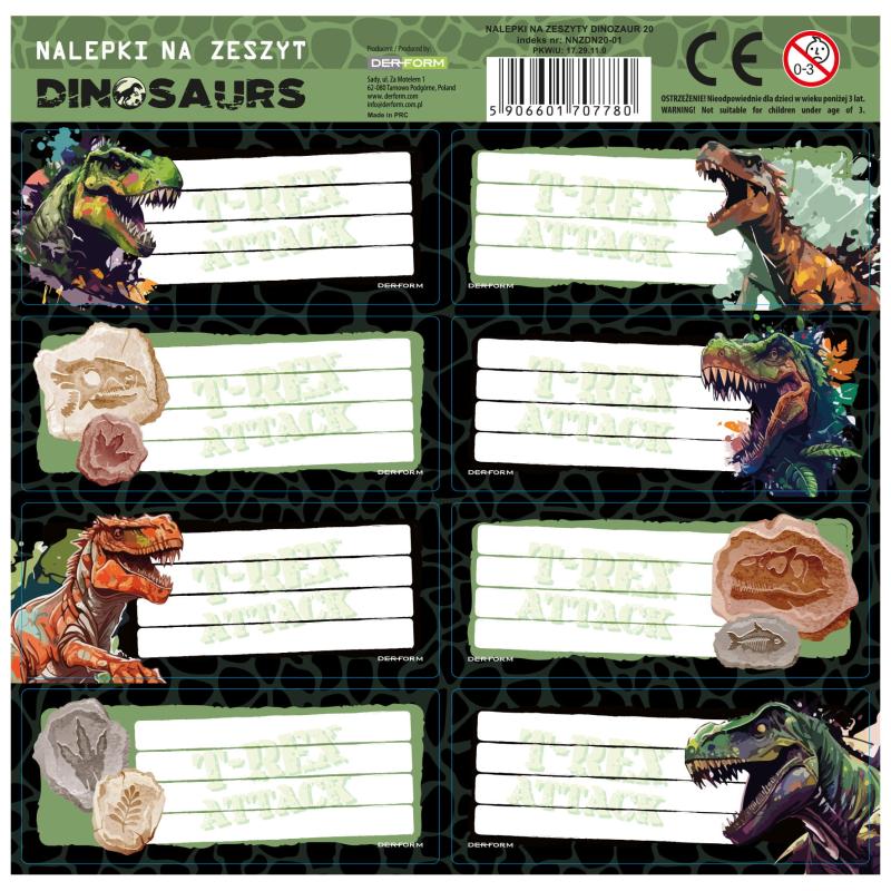 NAKLEJKI NA ZESZYTY DINOZAUR 20 A25
