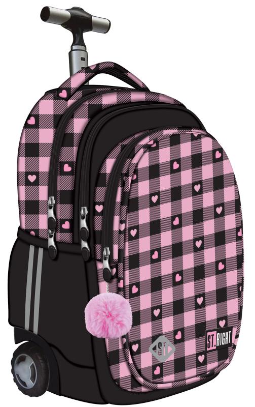 PLECAK NA KÓŁKACH PINK CHECKERED STRIGHT TB-01