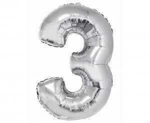 BALON FOLIOWY SMART CYFRA 3 SREBRNA 76CM