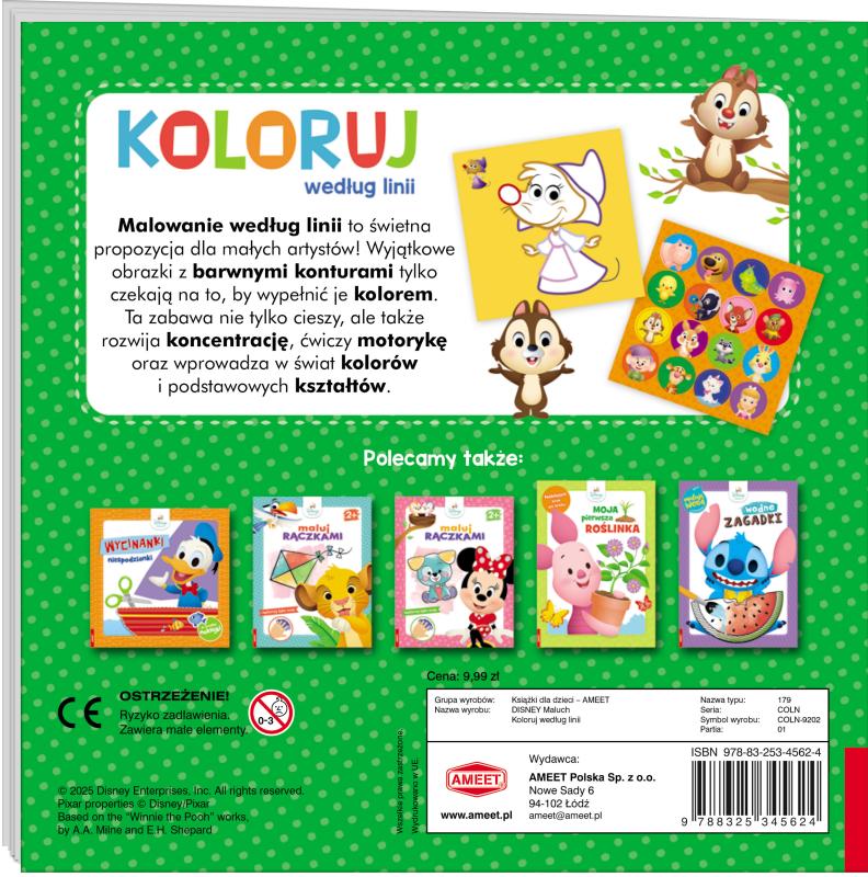KSIĄŻECZKA DISNEY MALUCH. KOLORUJ WEDŁUG LINII