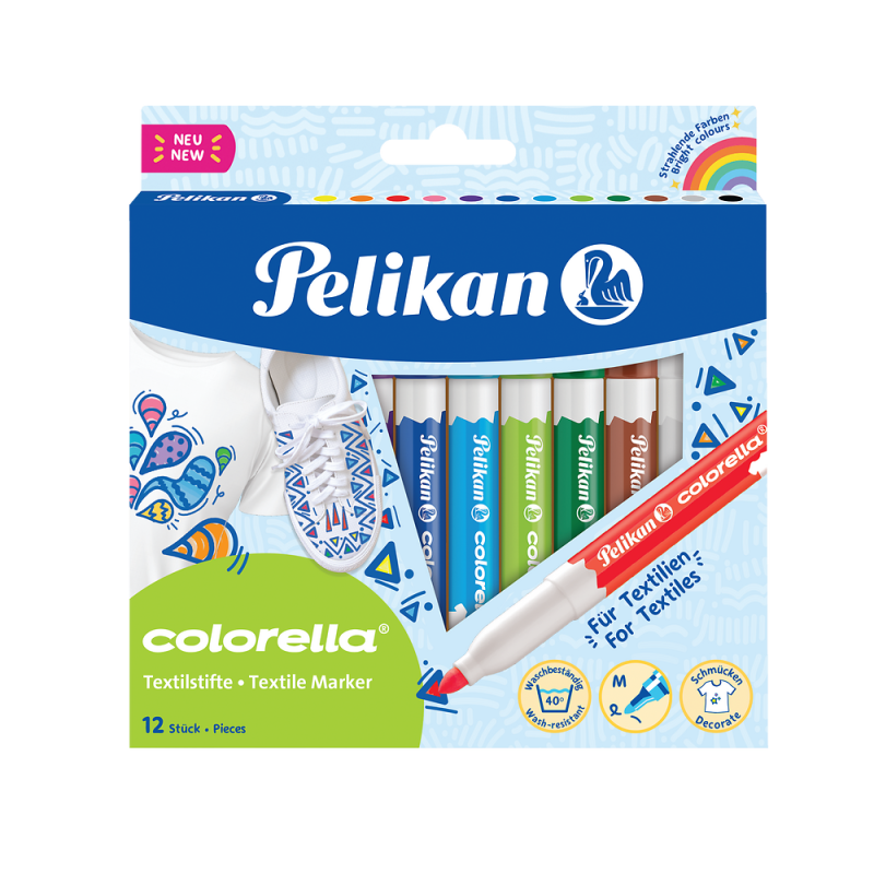 FLAMASTRY 12 PELIKAN DO TKANINY COLORELLA