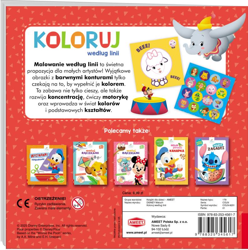 KSIĄŻECZKA DISNEY MALUCH. KOLORUJ WEDŁUG LINII