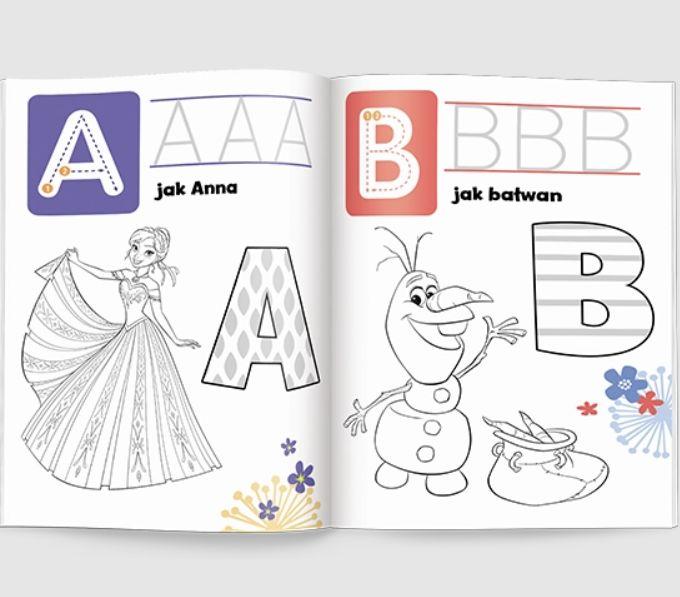 KSIĄŻECZKA DISNEY UCZY KRAINA LODU. ALFABET DO KOLOROWANIA BANER