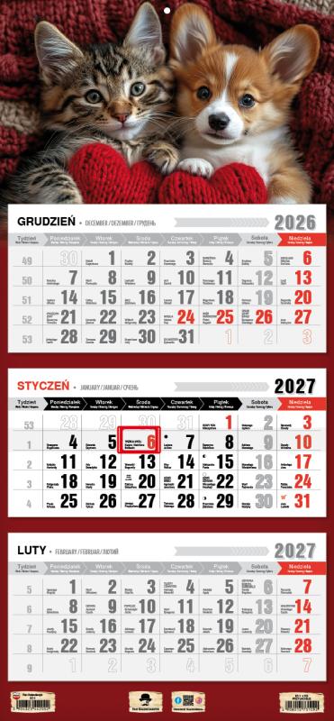 KALENDARZ TRÓJDZIELNY KT-1 PŁASKA GŁÓWKA 2027