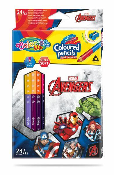 KREDKI OŁÓWKOWE 12/24 COLORINO TRÓJKĄTNE AVENGERS DISNEY