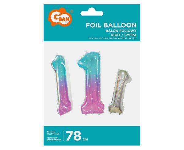 BALON FOLIOWY CYFRA 1 KOSMOS 78CM