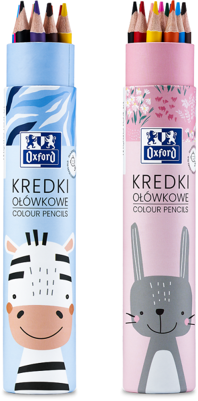 KREDKI 12 OŁÓWKOWE OXFORD KIDS TUBA