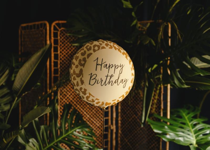 BALON FOLIOWY PASTYLKA HAPPY BIRTHDAY CĘTKI 32X35CM MIX