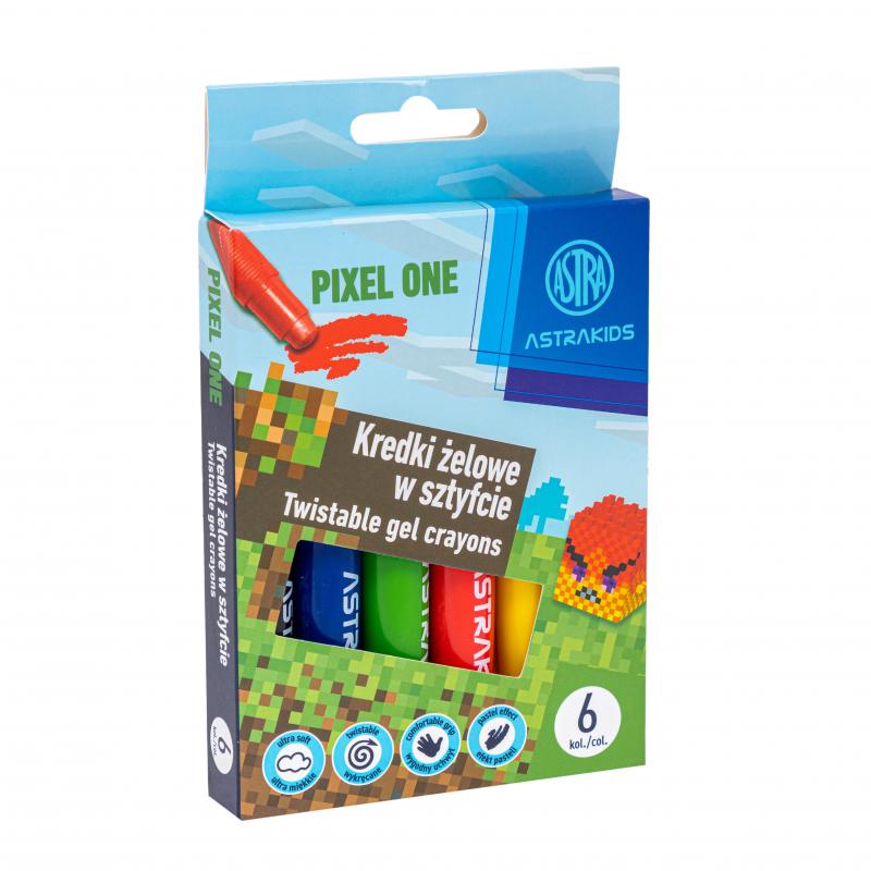 KREDKI 6 KOL.ŻELOWE W SZTYFCIE ASTRAKIDS PIXEL ONE