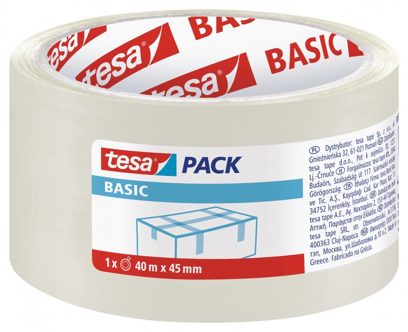 TAŚMA PAKOWA 40X45 TRANSPARENT TESA BASIC