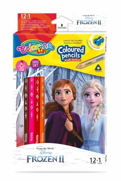 KREDKI OŁÓWKOWE 12/13 COLORINO TRÓJKĄTNE +TEMP. FROZEN DISNEY