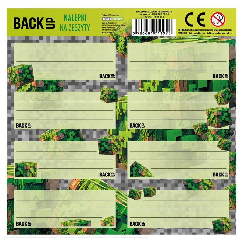 NAKLEJKI NA ZESZYTY BACKUP 8 A 78 A/25