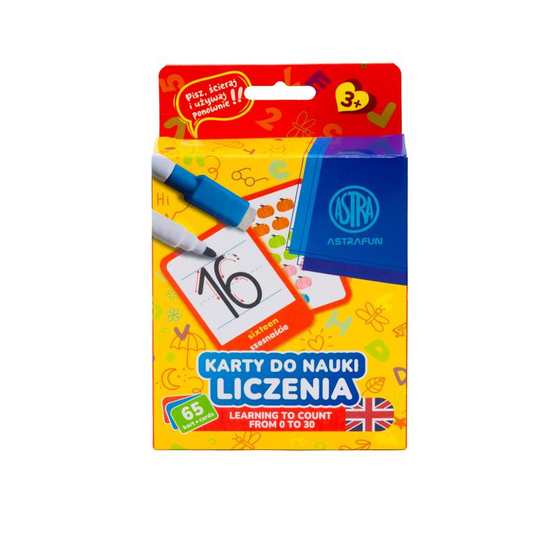 KARTY EDUKACYJNE PISZ I ŚCIERAJ ASTRAFUN - DO NAUKI ALFABETU, LICZENIA