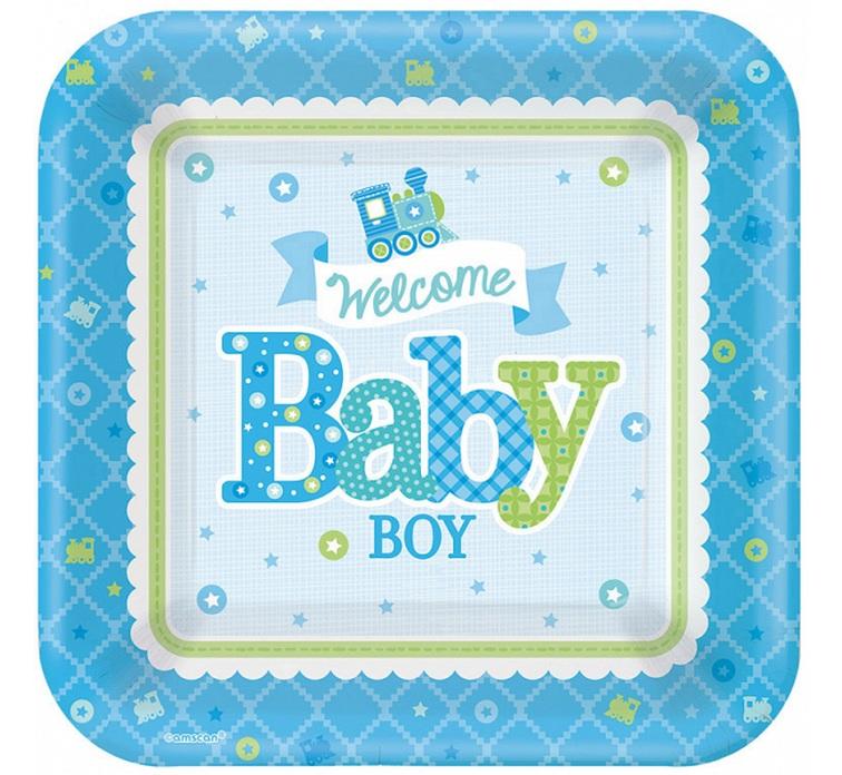 TALERZYKI PAP.WELCOME LITTLE ONE BOY 17,7 CM, 8 SZT
