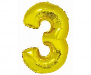 BALON FOLIOWY SMART CYFRA 3 ZŁOTA 76CM