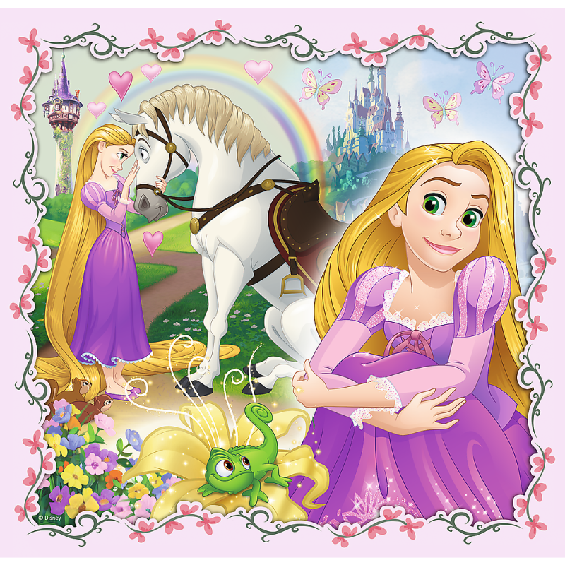 PUZZLE 3W1 TREFL ROSZPUNKA,AURORA I ARIELKA