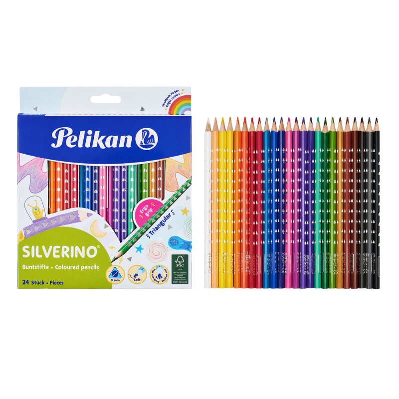 KREDKI 24 PELIKAN TRÓJKĄTNE SILVERINO