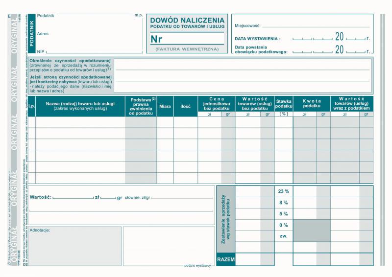 DRUK M DOWÓD NALICZ. PODAT.OD TOW. I USŁ.A5