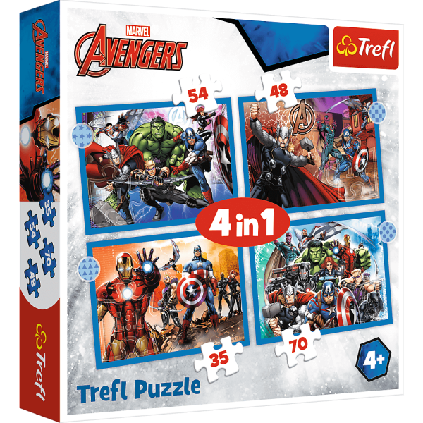 PUZZLE 4W1 TREFL ODWAŻNI AVENGERSI