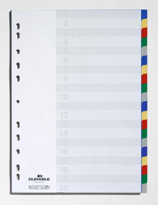 PRZEKŁADKI A4 20 KOL DURABLE