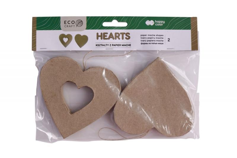 KSZTAŁTY Z PAPIER MACHE HEARTS 2SZT 10x2.5CM