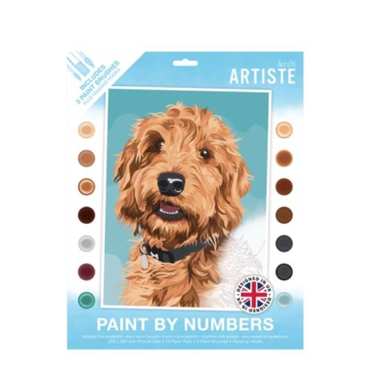 DUŻY ZESTAW DO MALOWANIA PO NUMERACH - ARTISTE - PLAYFUL LABRADOODLE